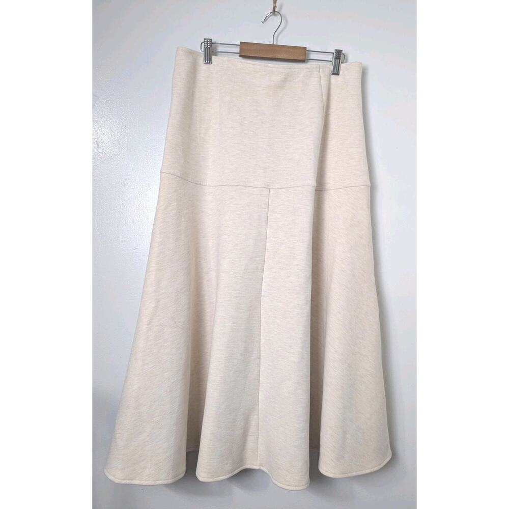 OGL Move Size L Maxi Skirt Wool Blend Stretch Heathered Cream 33" Length NEW